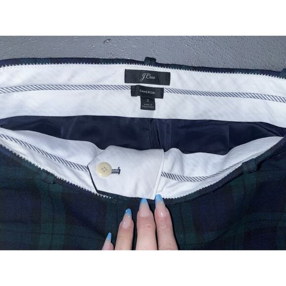 J Crew Women’s Cameron Plaid Pants Size 2 Green And Blue Preppy Style - Picture 4 of 8